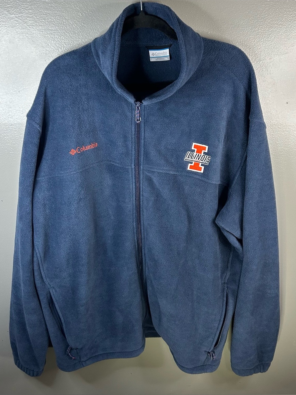 Columbia University of Illinois Fighting Illini Fleece Zip Up Jacket Size XXL